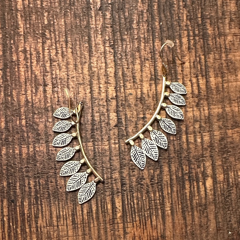 Elegant Gold and Silver Leaf Earrings